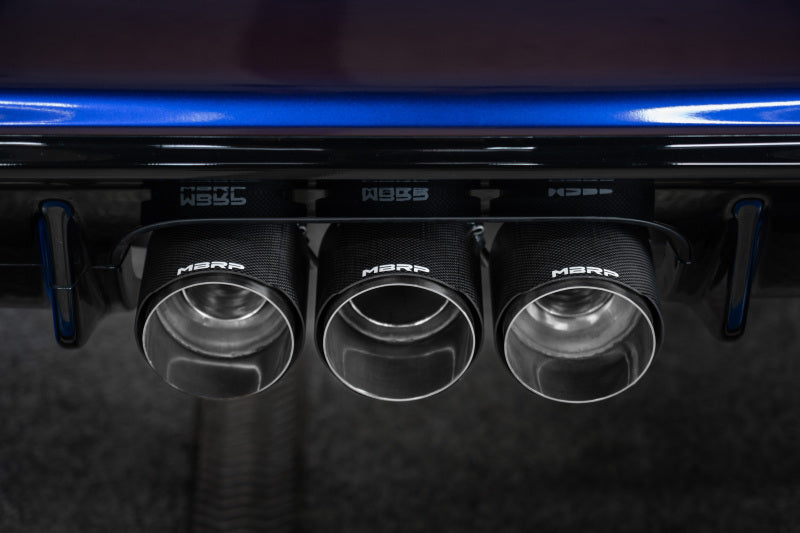 MBRP PS49023CF - MBRPS49023CF - MBRP 23-24 Honda Civic Type R 2.0L T304 SS 3in Cat-Back Exhaust Triple Center Outlet w/ Carbon Tips - Shipped in Europe - Tuningsupply.com