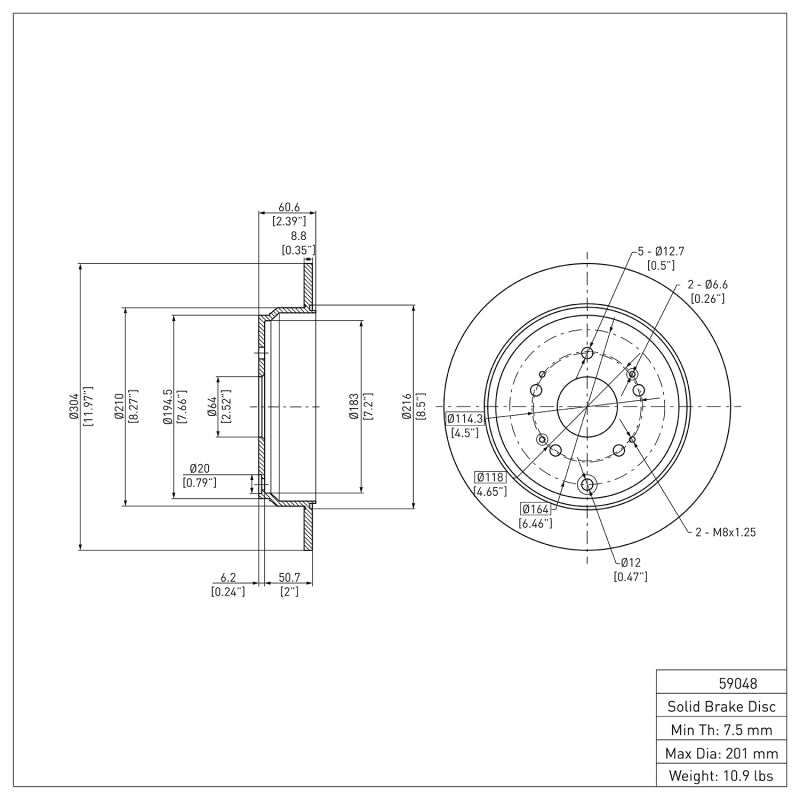DFC 600-59048 - DFC600-59048 - DFC 05-18 Acura RDX Rear Brake Rotor - Shipped in Europe - Tuningsupply.com