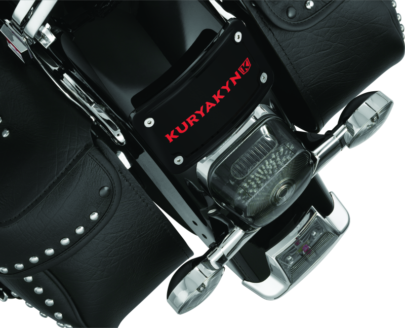 Kuryakyn 3148 - KUR3148 - Kuryakyn Curved Laydown License Plate Frame Gloss Black - Shipped in Europe - Tuningsupply.com