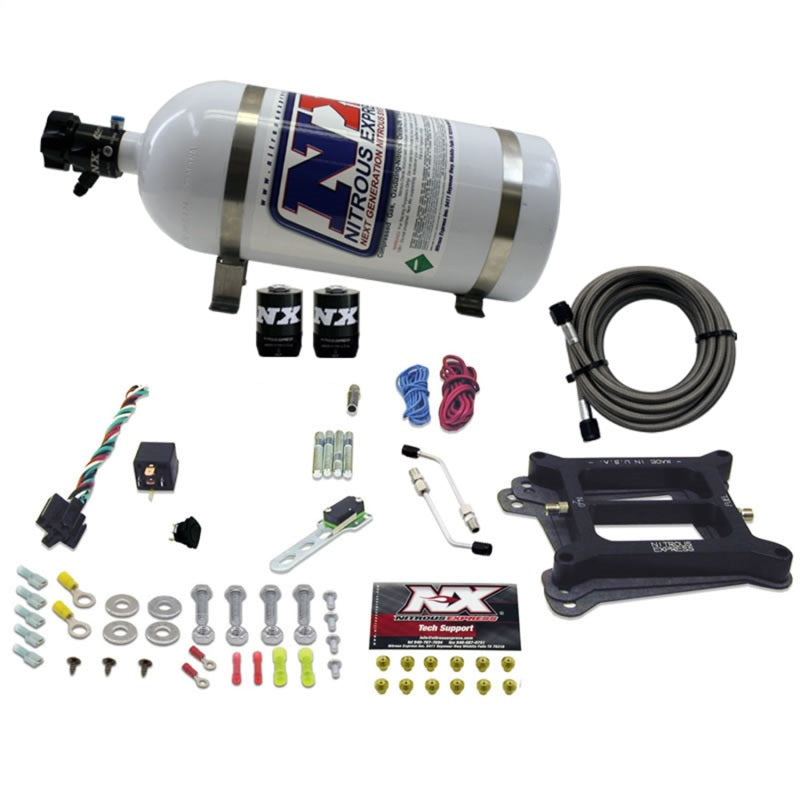 Nitrous Express 30040-10 - NEX30040-10 - Nitrous Express 4150 4-BBL/Gasoline Nitrous Kit (50-300HP) w/10lb Bottle - Shipped in Europe - Tuningsupply.com