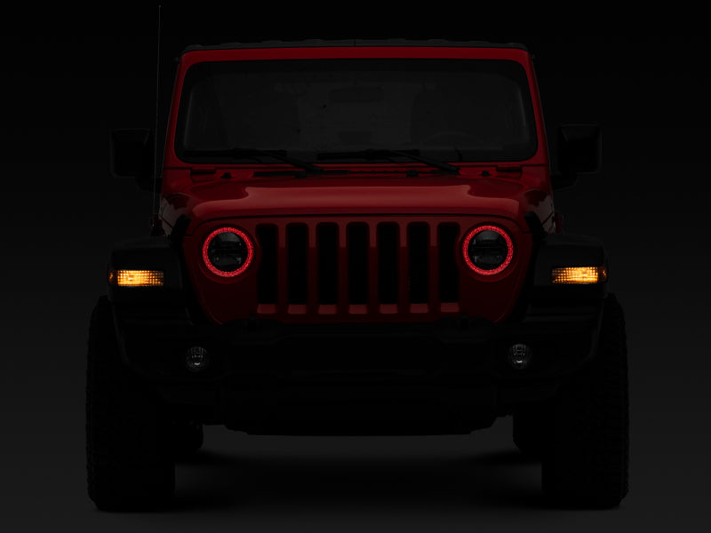 Raxiom J142668 - RAXJ142668 - Raxiom 18-22 Jeep Wrangler JL/JT Axial 9-Inch LED Headlights w/RGB Halo- Black Housing (Clear Lens) - Shipped in Europe - Tuningsupply.com