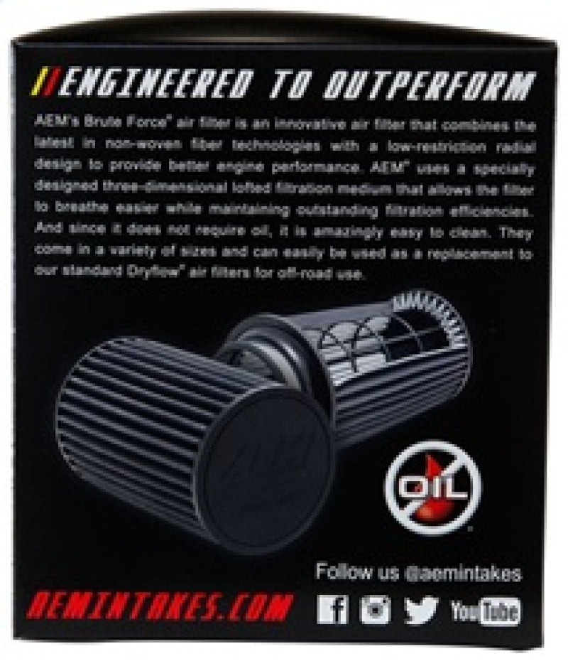 AEM Induction 21-202BF - AEM21-202BF - AEM 2.75 in x 5 in Dryflow Air Filter - Shipped in Europe - Tuningsupply.com