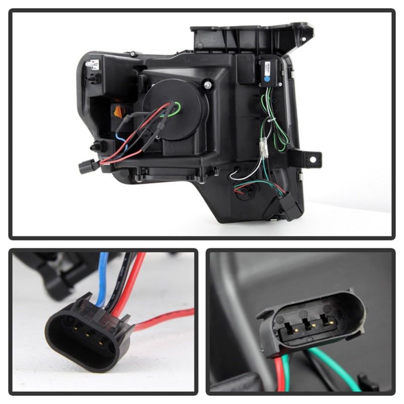 SPYDER 5077592 - SPY5077592 - Spyder Ford F150 09-14 Projector Headlights Halogen Model- Light Bar DRL Blk PRO-YD-FF15009-LBDRL-BK - Shipped in Europe - Tuningsupply.com