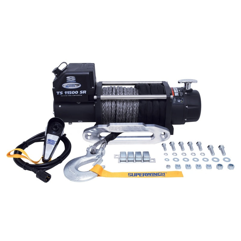 Superwinch 1511201 - SUW1511201 - Superwinch 11500 LBS 12V DC 3/8in x 80ft Synthetic Rope Tiger Shark 11500 Winch - Shipped in Europe - Tuningsupply.com