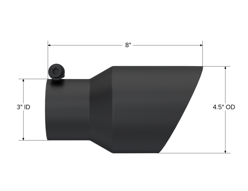 MBRP PT5151BLK - MBRPT5151BLK - MBRP Universal Tip 4.5in OD 3in Inlet 8in Length Dual Walled Angled Exhaust Tip - Black - Shipped in Europe - Tuningsupply.com