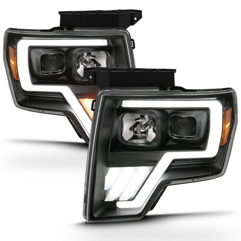 ANZO 111469 - ANZ111469 - ANZO 2009-2013 Ford F-150 Projector Light Bar G4 Switchback Headlights Black Amber - Shipped in Europe - Tuningsupply.com