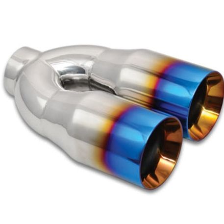 Vibrant 1339B - VIB1339B - Vibrant 2.5in ID Dual 3.5in OD Round SS Tips (Double Wall, Straight Cut) with Burnt Blue Finish - Shipped in Europe - Tuningsupply.com