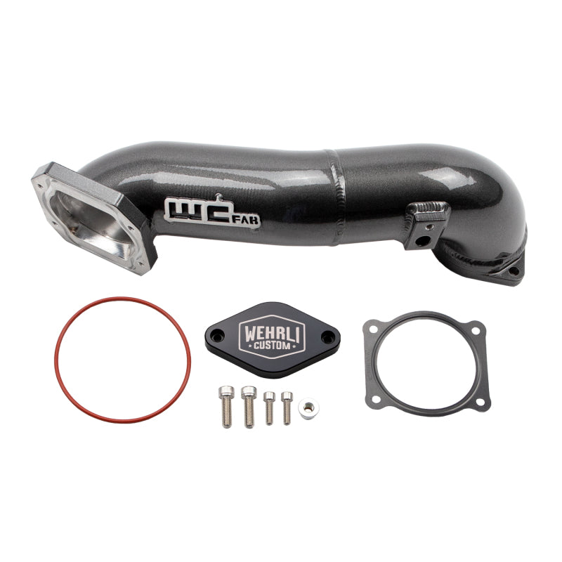 Wehrli WCF100328-GB - WCFWCF100328-GB - Wehrli 2011-2016 LML Duramax Passenger Side Upper Crossover Intercooler Pipe Kit Gloss Black - Shipped in Europe - Tuningsupply.com