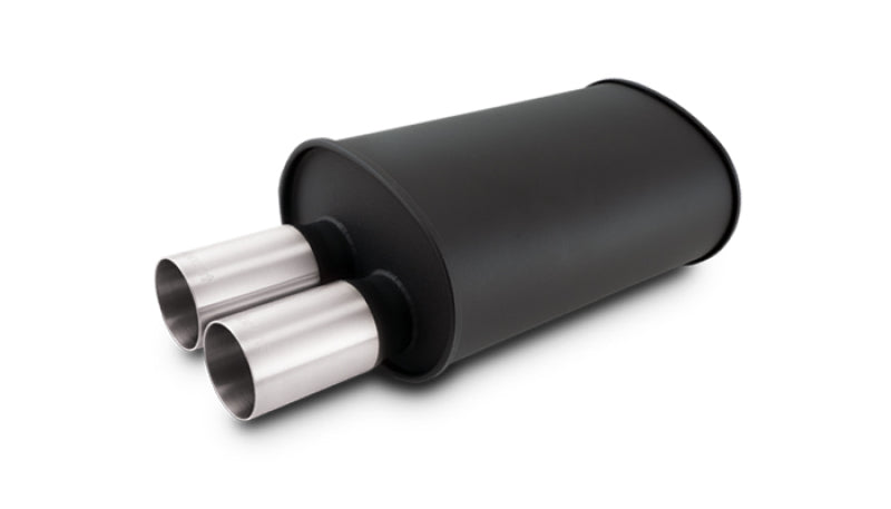 Vibrant 12325 - VIB12325 - Vibrant Streetpower Flat Blk Muffler 9.5x6.75x15in Body 2.5in In ID 3in Tip OD w/Dual Straight Tips - Shipped in Europe - Tuningsupply.com