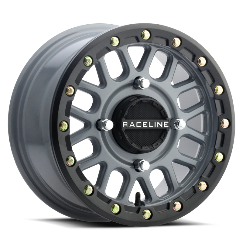 Raceline A93SG-56037+40 - RCLA93SG-56037+40 - Raceline A93SG Podium 15x6in/4x137 BP/40mm Offset/110.18mm Bore - Grey & Black Ring Beadlock Wheel - Shipped in Europe - Tuningsupply.com
