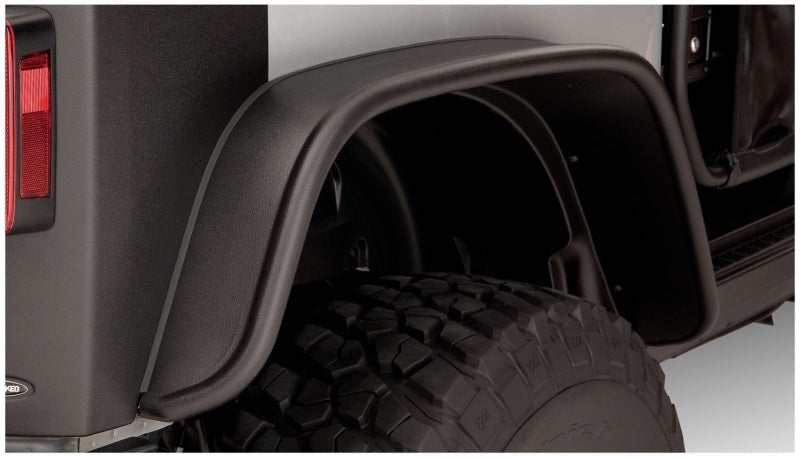 Bushwacker - BUS10919-07 - Bushwacker 07-18 Jeep Wrangler Flat Style Flares 4pc Fits 2-Door Sport Utility Only - Black - Shipped in Europe - Tuningsupply.com