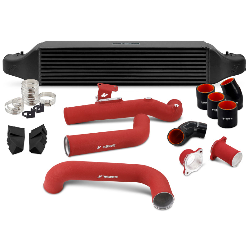 Mishimoto MMINT-CIV-22KBKWRD - MISMMINT-CIV-22KBKWRD - Mishimoto 2022+ Honda Civic 1.5T Intercooler Kit - Black Intercooler - Red Pipes - Shipped in Europe - Tuningsupply.com
