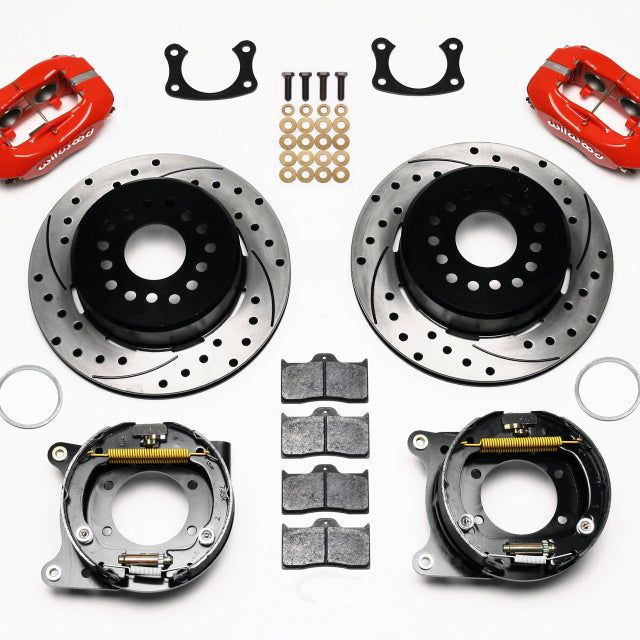 Wilwood 140-13511-DR - WIL140-13511-DR - Wilwood Forged Dynalite P/S Park Brake Kit Drilled Red BOP Axle 2.75in Bearing 2.75 Offset - Shipped in Europe - Tuningsupply.com