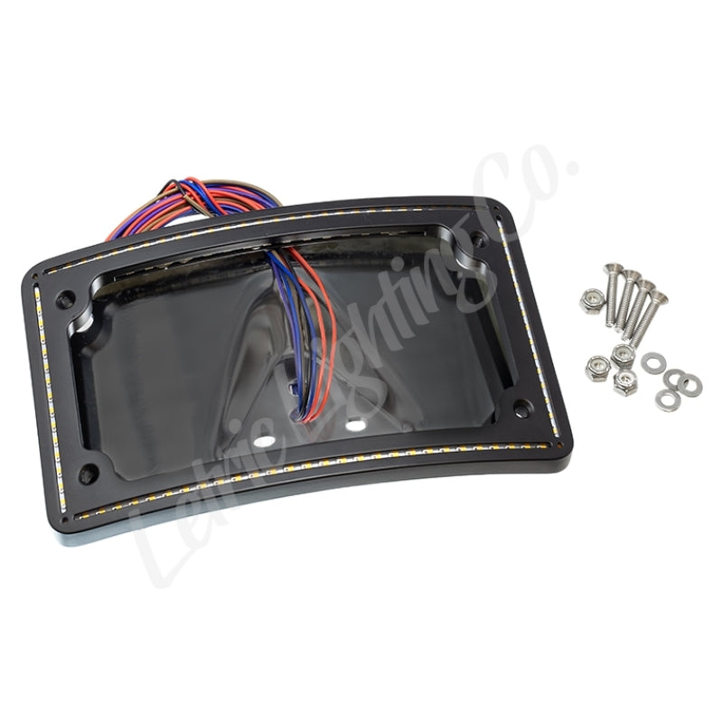 Letric Lighting LLC-CPPL-B1 - LETLLC-CPPL-B1 - Letric Lighting 99-03 Sportster Perfect Plate Light Black Curved License Plate Frame - Shipped in Europe - Tuningsupply.com