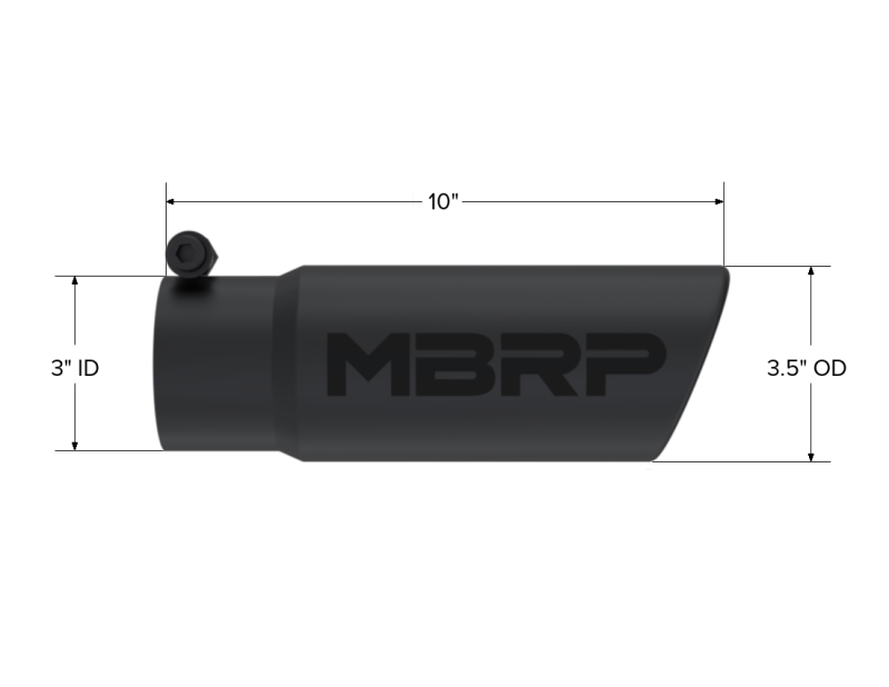 MBRP PT5115BLK - MBRPT5115BLK - MBRP Universal Tip 3-1/2in O.D. Angled Rolled End - 3in ID Inlet 10in Length - Black - Shipped in Europe - Tuningsupply.com