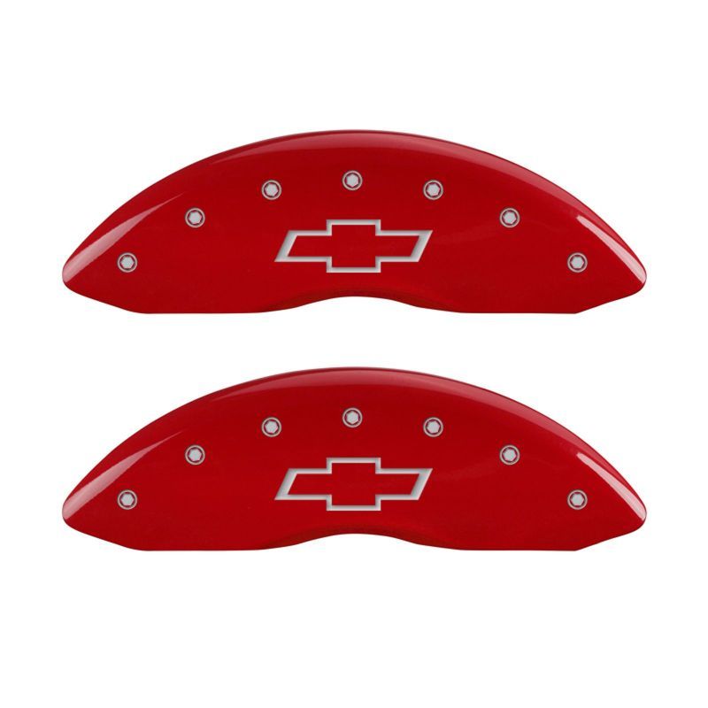 MGP 14004SBOWRD - MGP14004SBOWRD - MGP 4 Caliper Covers Engraved Front & Rear Bowtie Red finish silver ch - Shipped in Europe - Tuningsupply.com