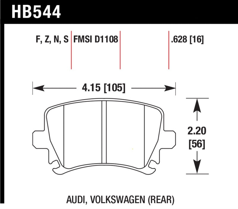 Hawk Performance KHB544S.628 - HAWKHB544S.628 - Hawk 06 Audi A6 Quattro Avant/06-09 A6 Quattro HT-10 Rear Brake Pads - Shipped in Europe - Tuningsupply.com