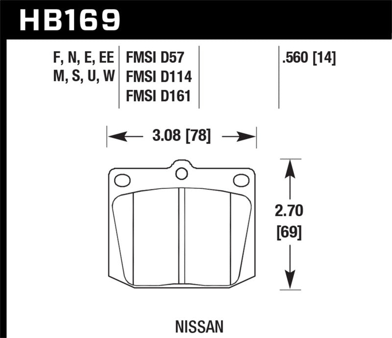 Hawk Performance KHB169E.560 - HAWKHB169E.560 - Hawk Nissan 810/240Z/260Z/280Z/620 / Toyota Corona/Cressida/Crown/Pickup Blue 9012 Front Race Pads - Shipped in Europe - Tuningsupply.com