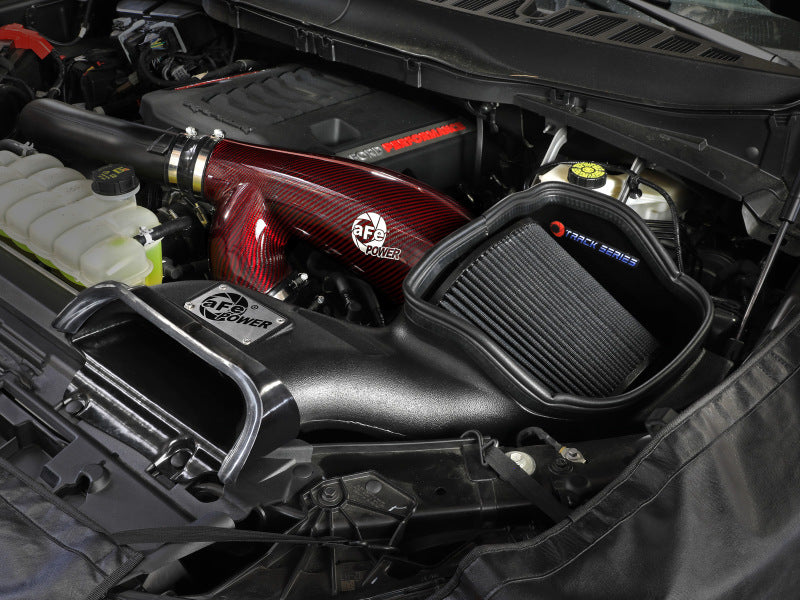 aFe 57-10031KR - AFE57-10031KR - aFe 17-24 Ford F-150 Track Series Red Kevlar Carbon Fiber C/A Intake System w/Black Pro 5R Filter - Shipped in Europe - Tuningsupply.com