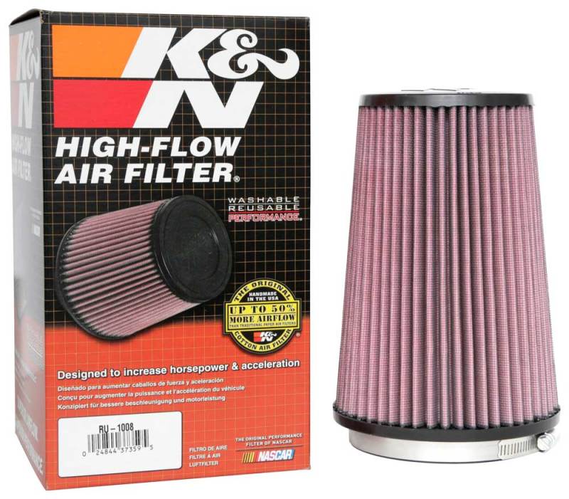 K&N Engineering RU-1008 - KNNRU-1008 - K&N Universal Clamp-On Air Filter 4-1/2in FLG / 5-7/8in B / 4-1/2in T / 8-3/8in H - Shipped in Europe - Tuningsupply.com