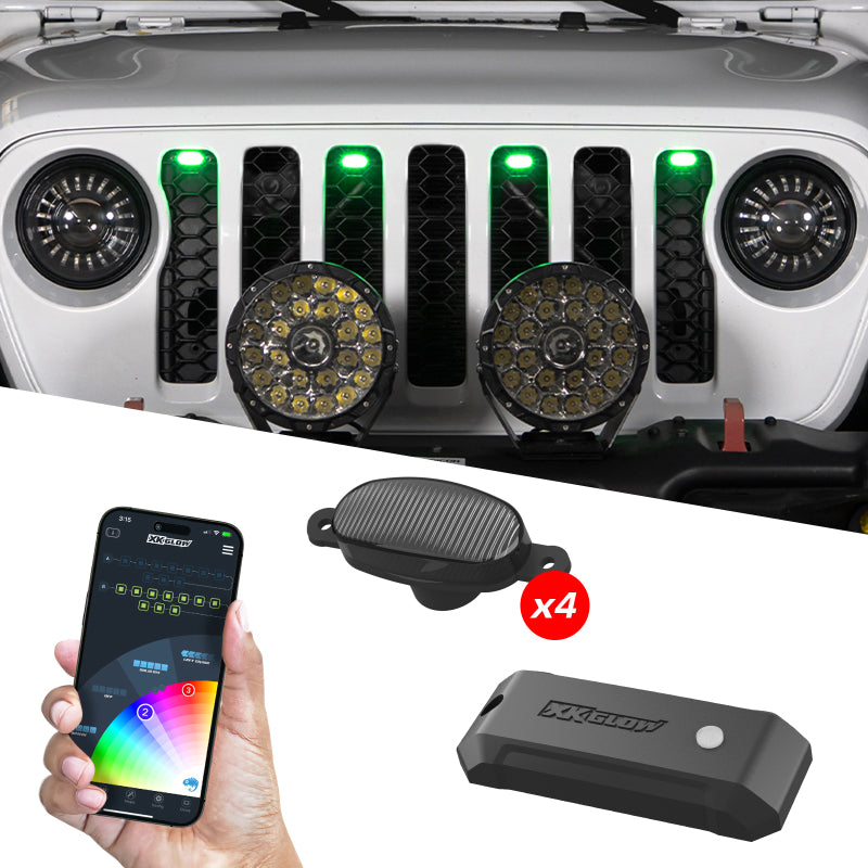 XKGLOW MX-GPOD-4 - XKGMX-GPOD-4 - XK Glow XKmax Pre-Runner Style RGBW LED Grill Pods - 4pc - Shipped in Europe - Tuningsupply.com