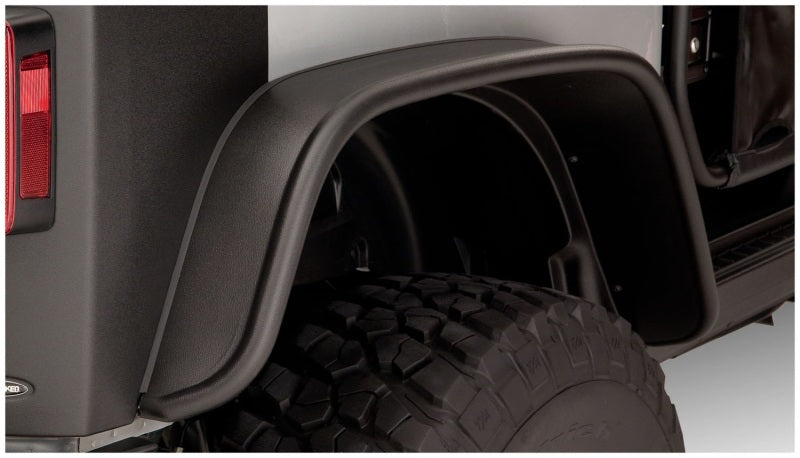 Bushwacker - BUS10052-07 - Bushwacker 07-18 Jeep Wrangler Flat Style Flares 2pc Fits 2-Door Sport Utility Only - Black - Shipped in Europe - Tuningsupply.com