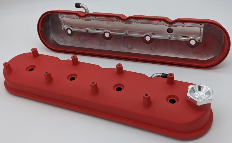 Granatelli Motor Sports 640363 - GMS640363 - Granatelli 96-22 GM LS Tall Valve Cover w/Integral Angled Coil Mounts - Red Wrinkle (Pair) - Shipped in Europe - Tuningsupply.com