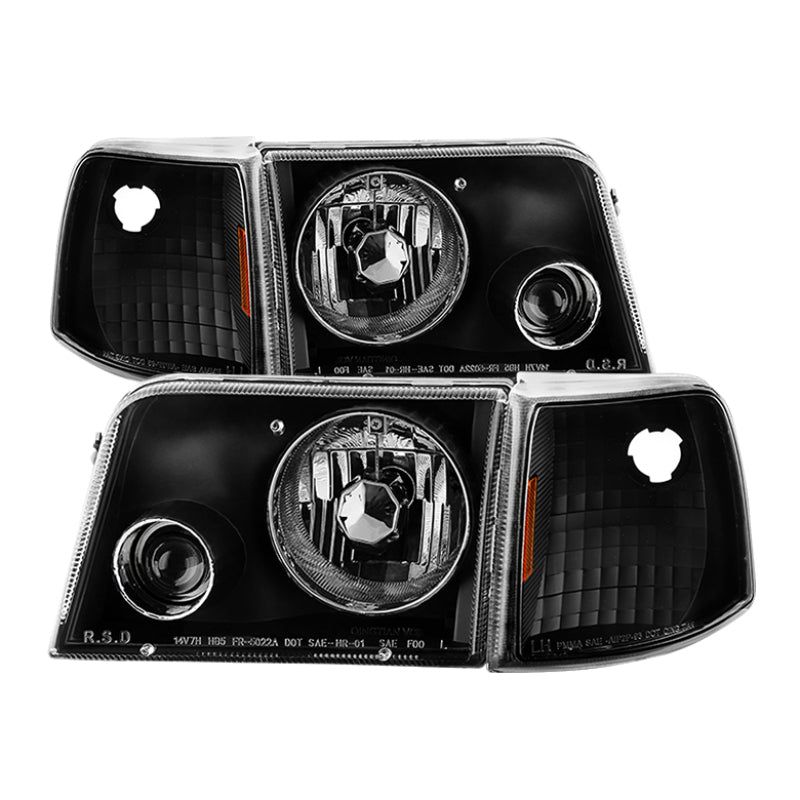 SPYDER 9029387 - SPY9029387 - xTune Ford Ranger 93-97 Projector Headlights w/ Corner Lights Black PRO-JH-FR93-SET-BK - Shipped in Europe - Tuningsupply.com