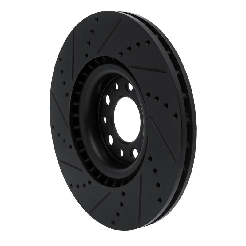 R1 Concepts - RNC633-16012R - R1 2017-2025 Alfa Romeo Stelvio Front Right Drilled & Slotted Black Brake Rotor - Shipped in Europe - Tuningsupply.com