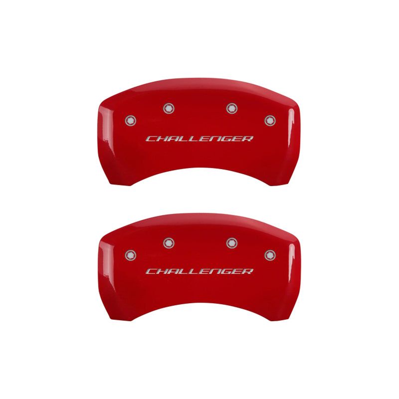 MGP 12181SCLBRD - MGP12181SCLBRD - MGP 4 Caliper Covers Engraved Front & Rear Block/Challenger Red finish silver ch - Shipped in Europe - Tuningsupply.com