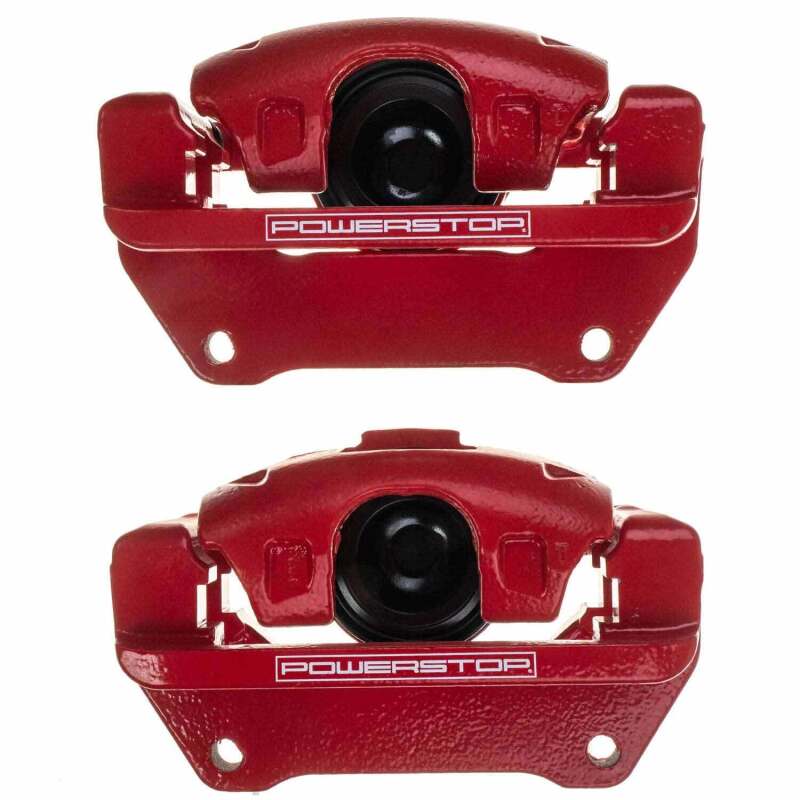 PowerStop S5044EB - PSBS5044EB - Power Stop 07-18 Jeep Wrangler JK Front Red Caliper Pair w/Bracket - Shipped in Europe - Tuningsupply.com