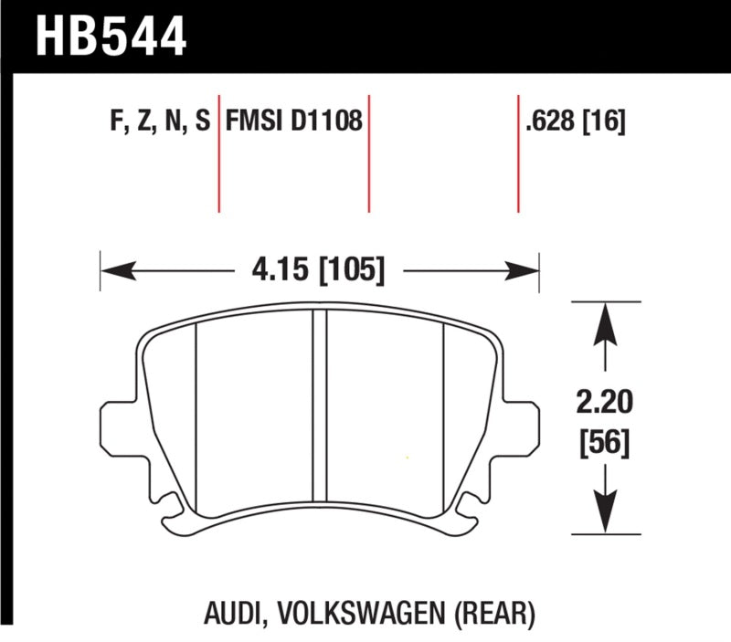 Hawk Performance KHB544S.628 - HAWKHB544S.628 - Hawk 06 Audi A6 Quattro Avant/06-09 A6 Quattro HT-10 Rear Brake Pads - Shipped in Europe - Tuningsupply.com