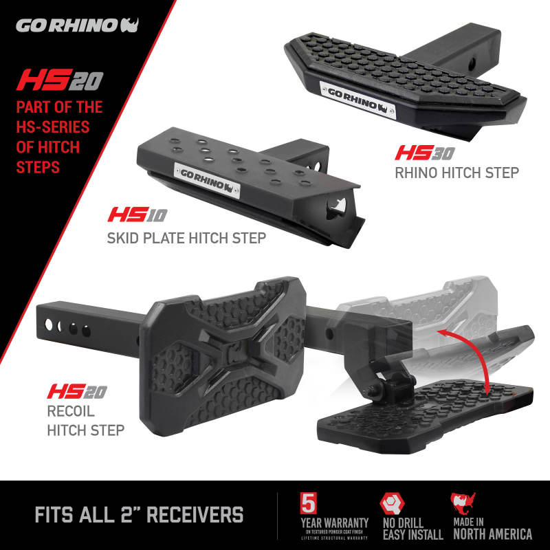 Go Rhino HS2012T - GORHS2012T - Go Rhino HS-20 Hitch Bumper Step - Shipped in Europe - Tuningsupply.com