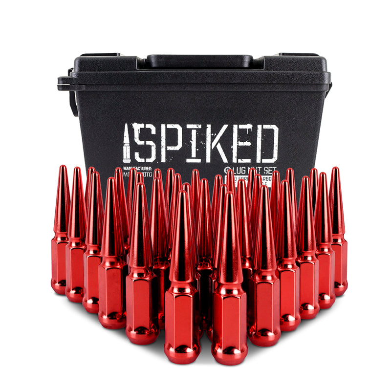 Mishimoto MMLG-SP1415-32RD - MISMMLG-SP1415-32RD - Mishimoto Mishimoto Steel Spiked Lug Nuts M14 x 1.5 32pc Set Red - Shipped in Europe - Tuningsupply.com