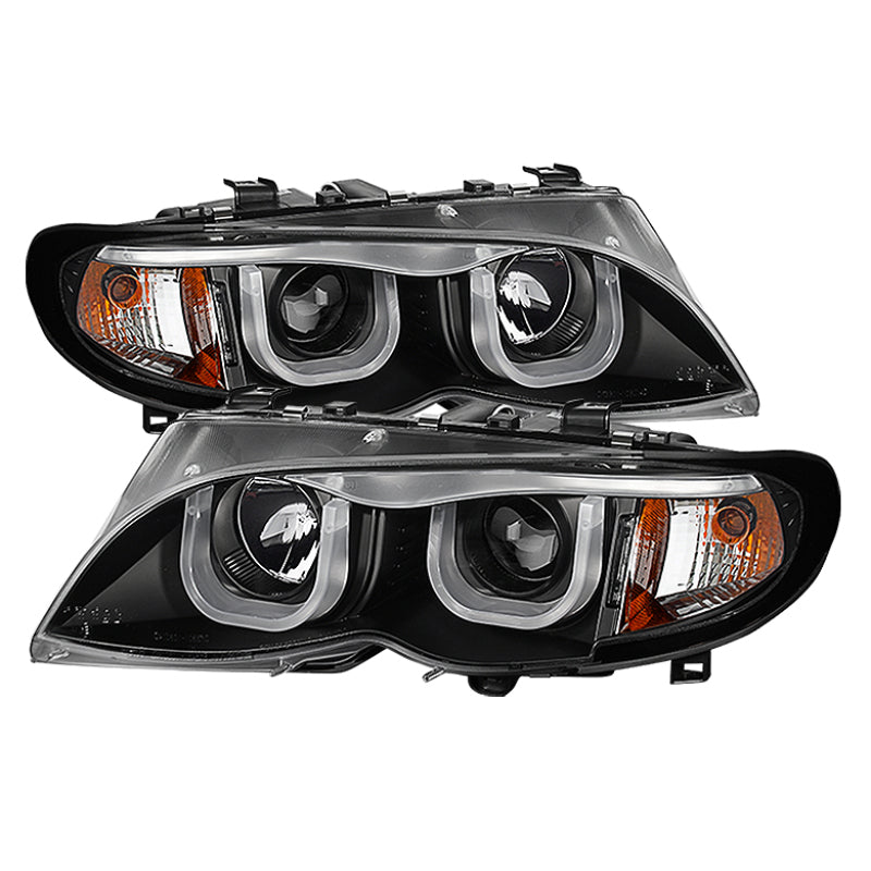 SPYDER 5031877 - SPY5031877 - Spyder BMW E46 3-Series 02-05 4DR Projector Headlights 1PC 3D Halo Blk PRO-YD-BMWE4602-4D-3DDRL-BK - Shipped in Europe - Tuningsupply.com