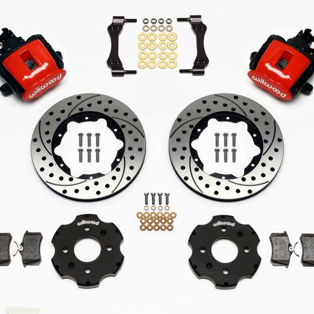 Wilwood 140-10206-DR - WIL140-10206-DR - Wilwood Combination Parking Brake Rear Kit 11.00in Drilled Red Civic / Integra Disc 2.39 Hub Offset - Shipped in Europe - Tuningsupply.com