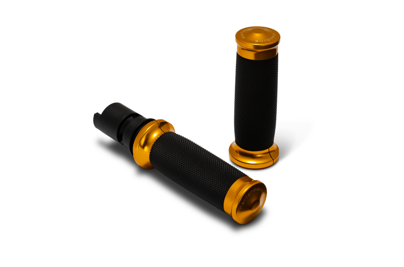 Performance Machine 0063-2105M-G - PFM0063-2105M-G - Performance Machine 24-25 Touring, 2025 Softail TBW Contour Handle Grip Set - Gold - Shipped in Europe - Tuningsupply.com