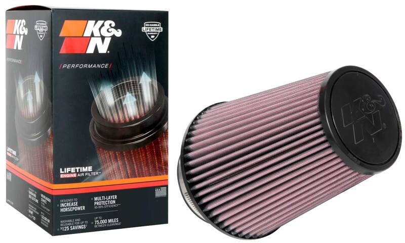 K&N Engineering RU-1027 - KNNRU-1027 - K&N Universal Clamp-On Air Filter 4in FLG / 6-1/2in B / 4-1/2in T / 8in H - Shipped in Europe - Tuningsupply.com