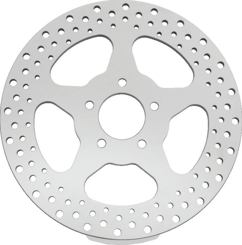 Bikers Choice 619973 - BKC619973 - Bikers Choice 00-17 Big Twin 11.5 Inch Polished Frt 5 Spoke Drilled Stnless Rotor Repl H-D 44156-00 - Shipped in Europe - Tuningsupply.com