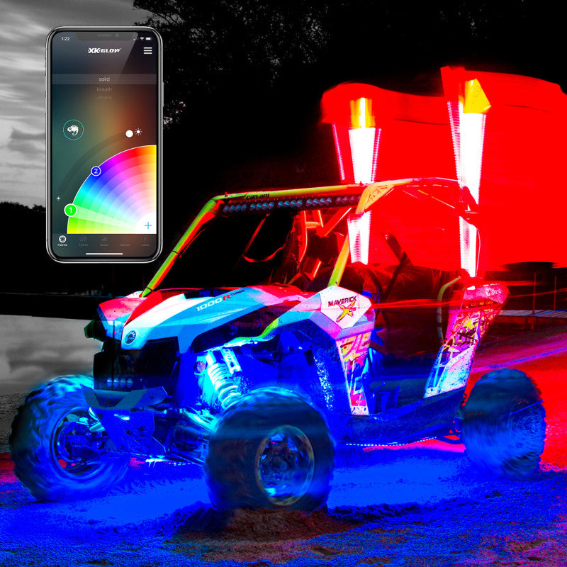 XKGLOW XK-WHIPB-STA - XKGXK-WHIPB-STA - XK Glow XKchrome Advanced App Control LED Whip Light Kit for 4x4 Offroad UTV ATV 1x 48In 2nd Gen - Shipped in Europe - Tuningsupply.com