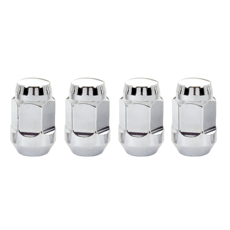 McGard 64012 - MCG64012 - McGard Hex Lug Nut (Cone Seat Bulge Style) M12X1.5 / 3/4 Hex / 1.45in. Length (4-Pack) - Chrome - Shipped in Europe - Tuningsupply.com