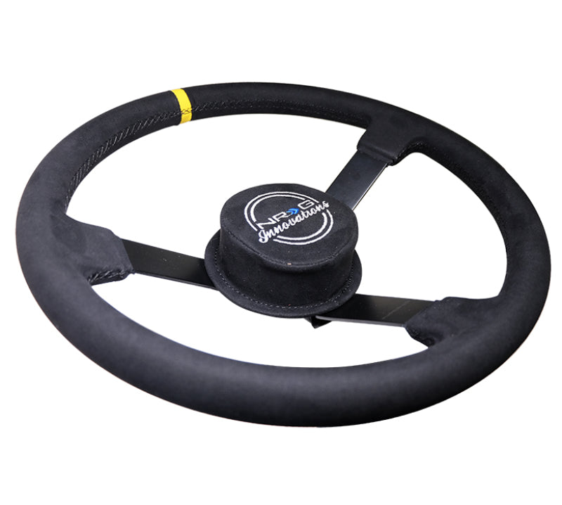 NRG RST-380MB-A - NRGRST-380MB-A - NRG Reinforced Steering Wheel (380mm) Nascar/ Alcantara 3 Spoke w/ NRG Logo/ Removable Crushed Pad - Shipped in Europe - Tuningsupply.com