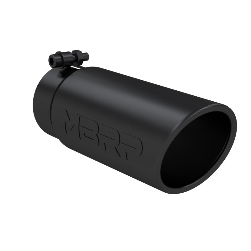 MBRP PT5112BLK - MBRPT5112BLK - MBRP Universal Tip 4 O.D. Angled Rolled End 3.5 inlet 10 length- Black Finish - Shipped in Europe - Tuningsupply.com