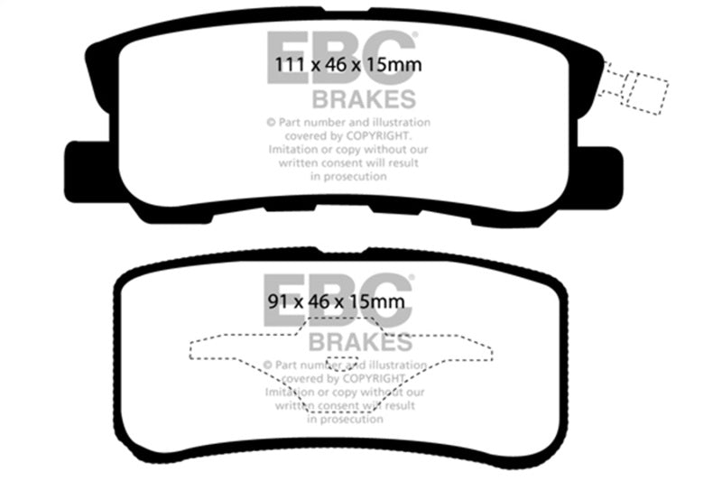 EBC DP41407R - EBCDP41407R - EBC 11-14 Chrysler 200 3.6 Yellowstuff Rear Brake Pads - Shipped in Europe - Tuningsupply.com