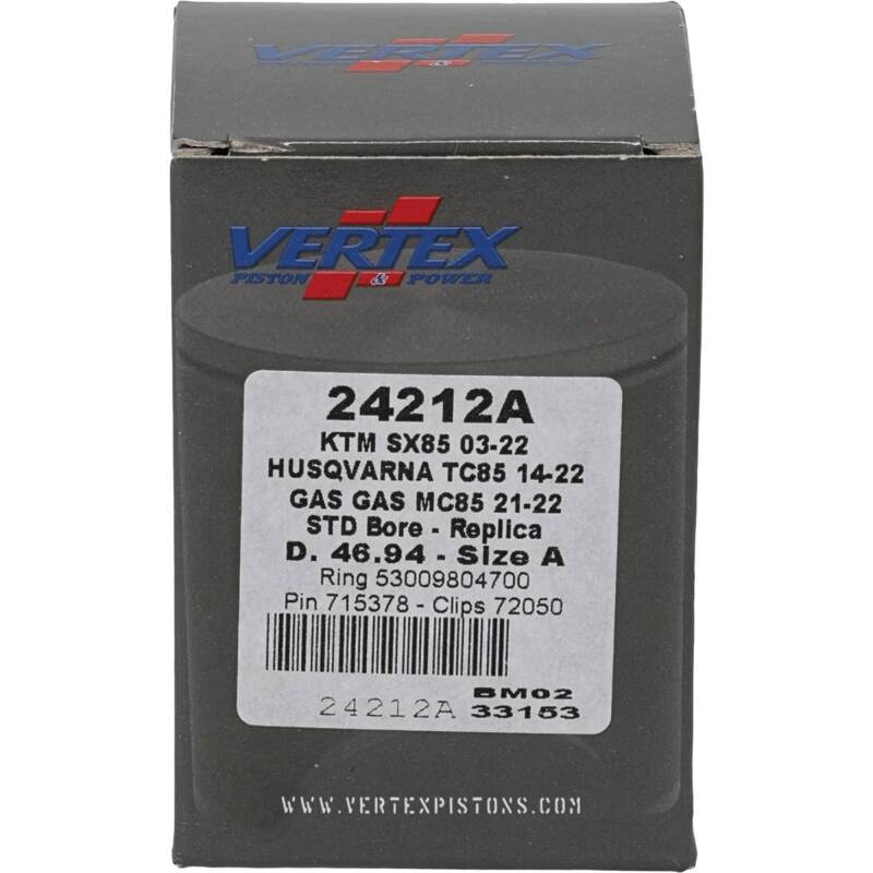 Vertex Pistons 24212A - VEP24212A - Vertex Piston 03-24 KTM 85 SX 85cc Cast Replica Piston Kit - Shipped in Europe - Tuningsupply.com