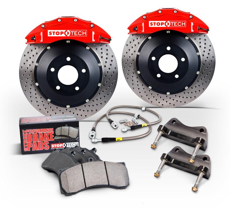 Stoptech - STO83.055.0043.71 - StopTech 91-05 Acura NSX Rear BBK w/Red ST-40/10 Calipers Slotted 328x28mm Rotors - Shipped in Europe - Tuningsupply.com