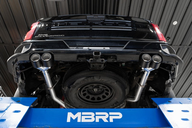 MBRP PS50053CF - MBRPS50053CF - MBRP 19-21 Chevy Silverado 1500 6.2L 2.5in Dual Split Rear Cat Back w/ Quad Carbon Fiber Tips- T304 - Shipped in Europe - Tuningsupply.com