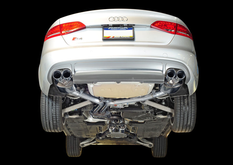 AWE Tuning 3010-42018 - AWE3010-42018 - AWE Tuning Audi B8 / B8.5 S4 3.0T Touring Edition Exhaust - Chrome Silver Tips (90mm) - Shipped in Europe - Tuningsupply.com