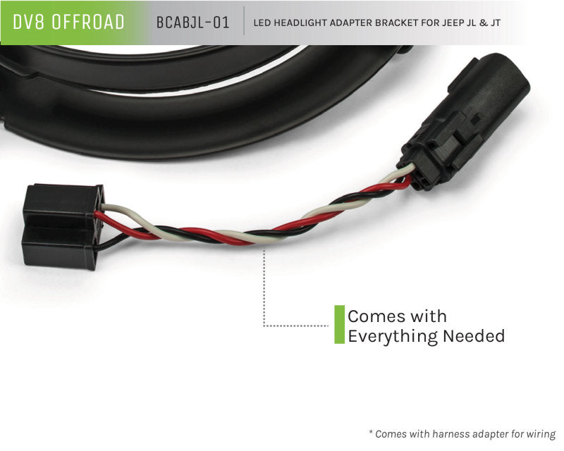 DV8 Offroad BCABJL-01 - DVEBCABJL-01 - DV8 Offroad 18+ Jeep JL/Gladiator TJ / 7in Headlights Adapter Kit - Shipped in Europe - Tuningsupply.com