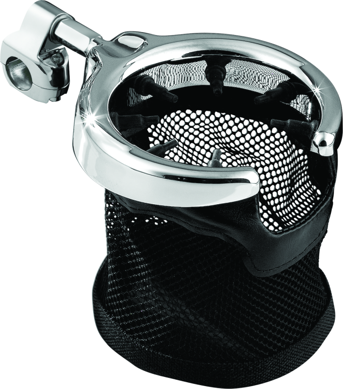 Kuryakyn 1475 - KUR1475 - Kuryakyn Drink Holder with Mesh Basket 1-1/4 inch Clamp Chrome - Shipped in Europe - Tuningsupply.com